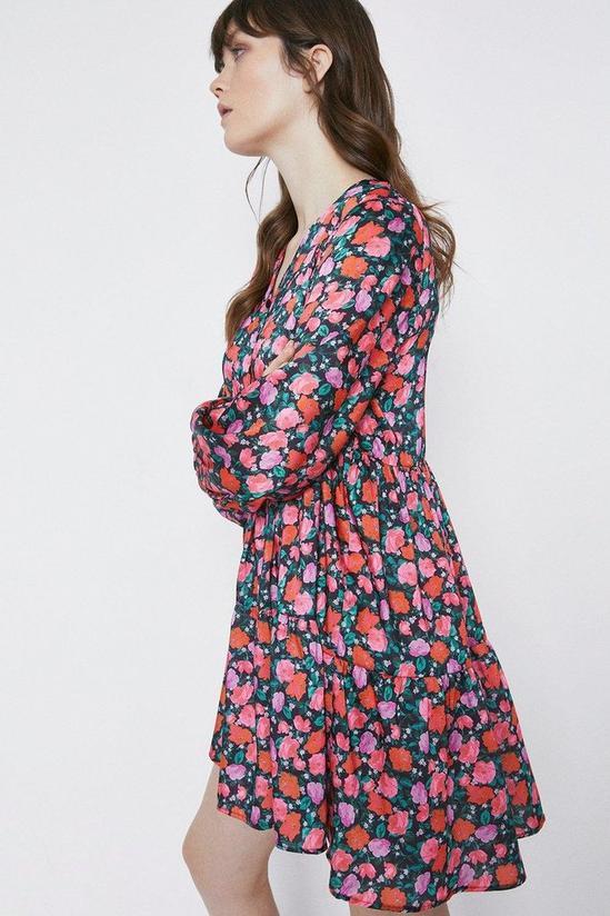 Warehouse Rose Print Tiered Mini Dress 2