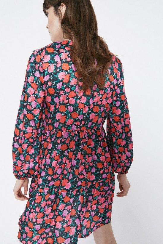 Warehouse Rose Print Tiered Mini Dress 3