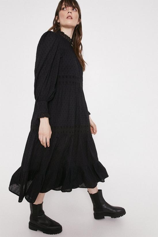 Warehouse Lace Trim Long Sleeve Midi Dress 2