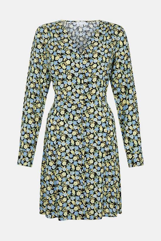 Warehouse Sixties Floral Long Sleeve Mini Tea Dress 4