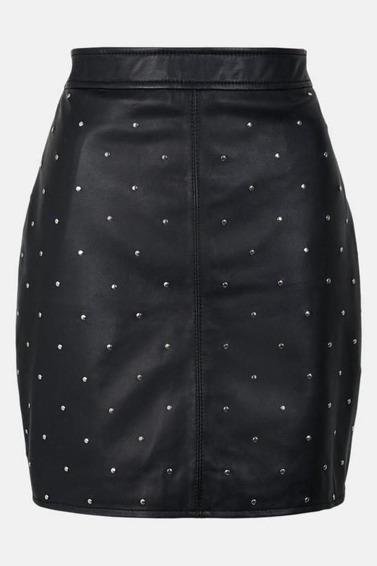 Warehouse Studded Real Leather Pelmet Skirt 4