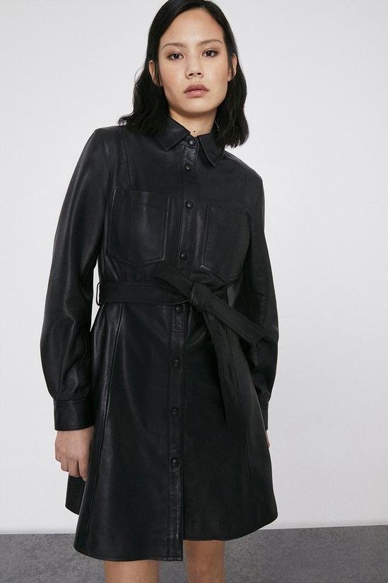Warehouse Real Leather Shirt Dress 1