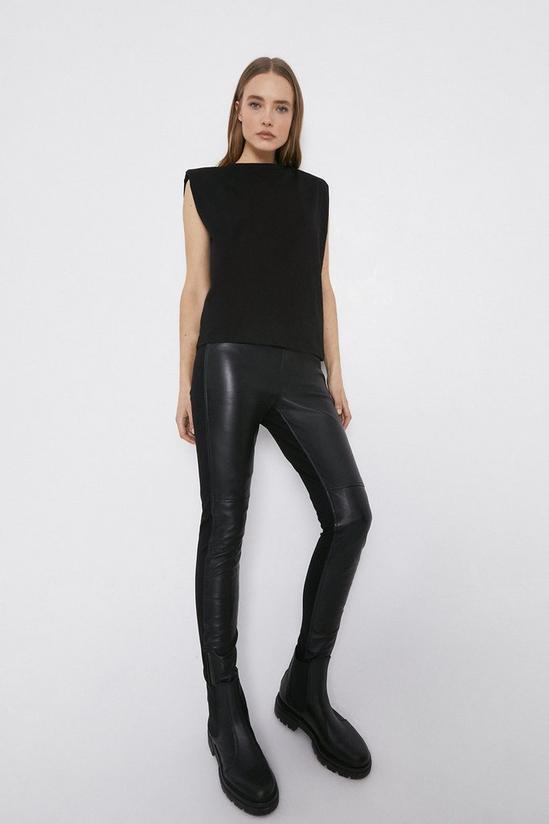 Warehouse Real Leather And Ponte Legging 1
