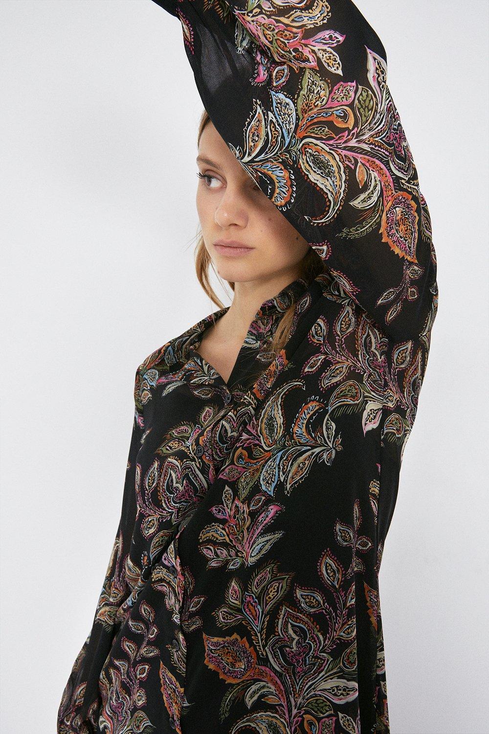 Paisley print hot sale oversized shirt dress