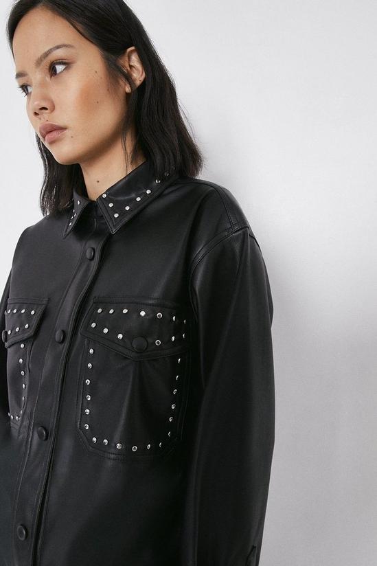 Warehouse Studded Faux Leather Shirt 1