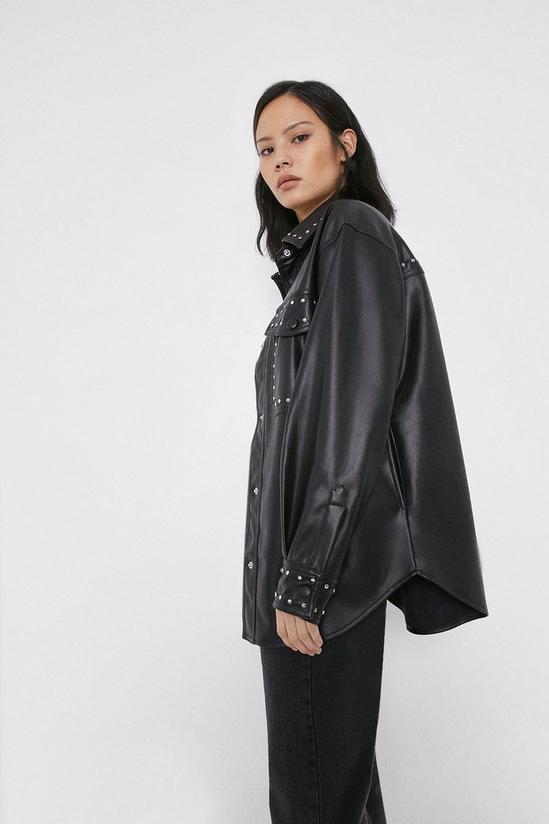 Warehouse Studded Faux Leather Shirt 2