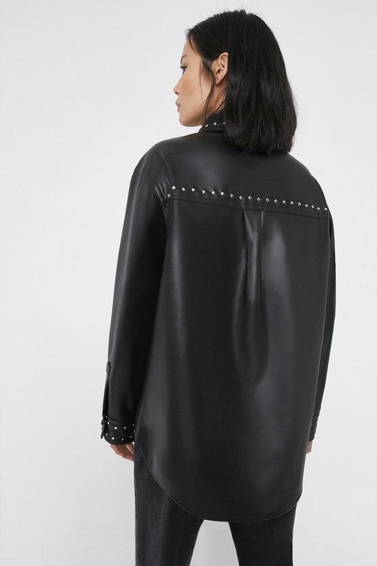 Warehouse Studded Faux Leather Shirt 3
