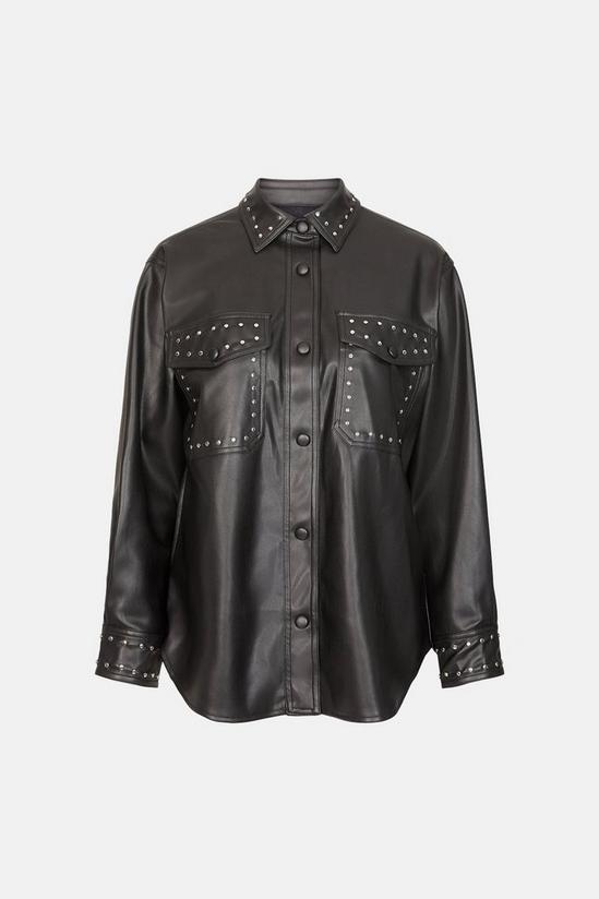 Warehouse Studded Faux Leather Shirt 5
