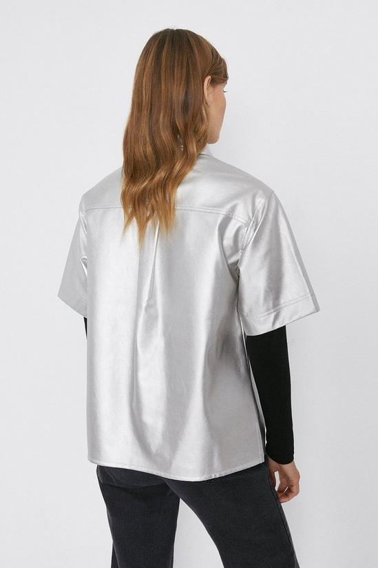 Warehouse Short Sleeve Faux Leather Shirt 3