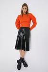 Warehouse Faux Leather Seamed Patent A Line Skirt thumbnail 1