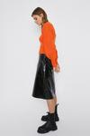 Warehouse Faux Leather Seamed Patent A Line Skirt thumbnail 2