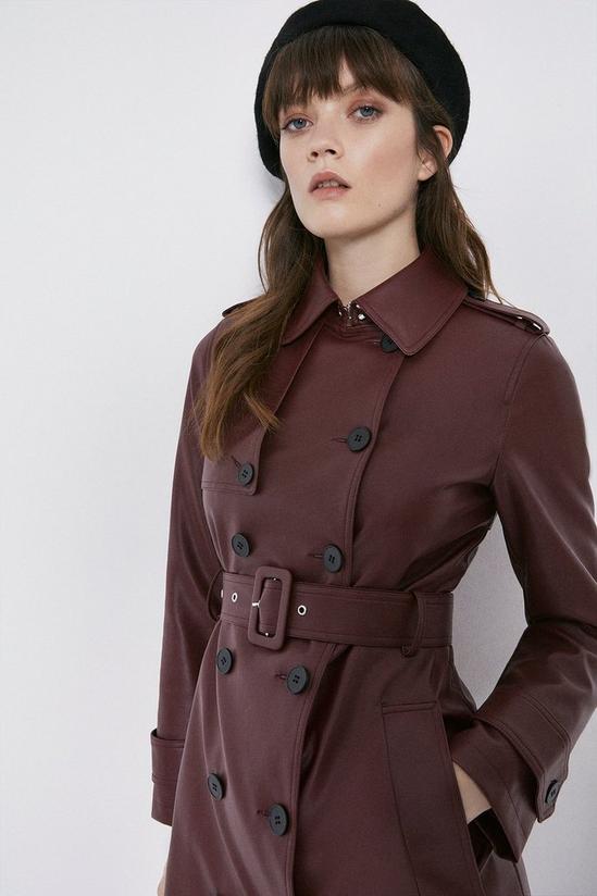 Warehouse Faux Leather Trench Coat 2