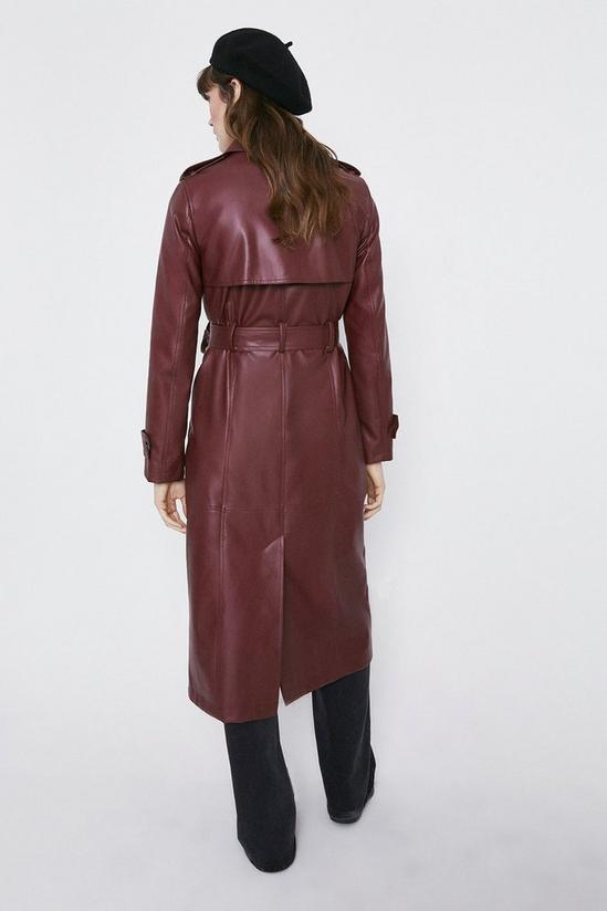 Warehouse Faux Leather Trench Coat 3