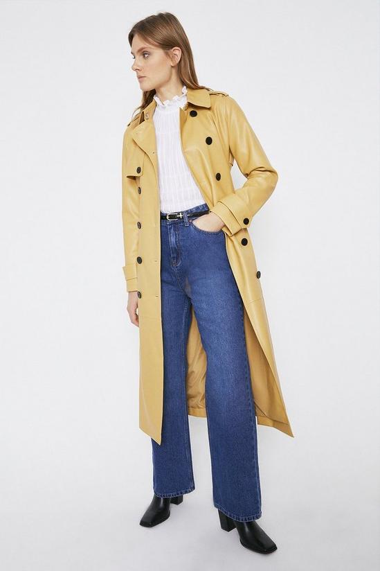 Warehouse Faux Leather Trench Coat 1