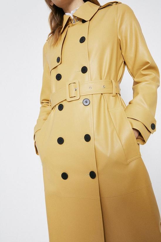 Warehouse Faux Leather Trench Coat 2