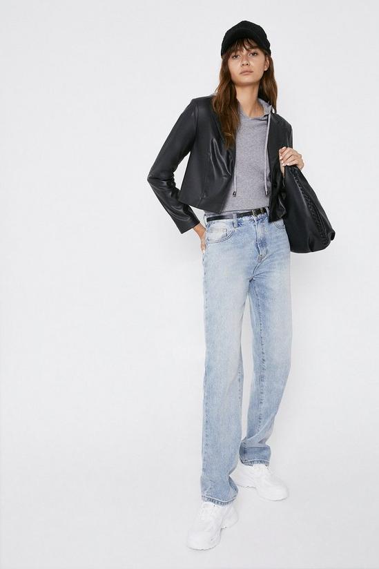 Warehouse Cropped Faux Leather Blazer 2