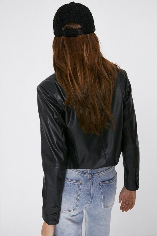 Warehouse Cropped Faux Leather Blazer 3