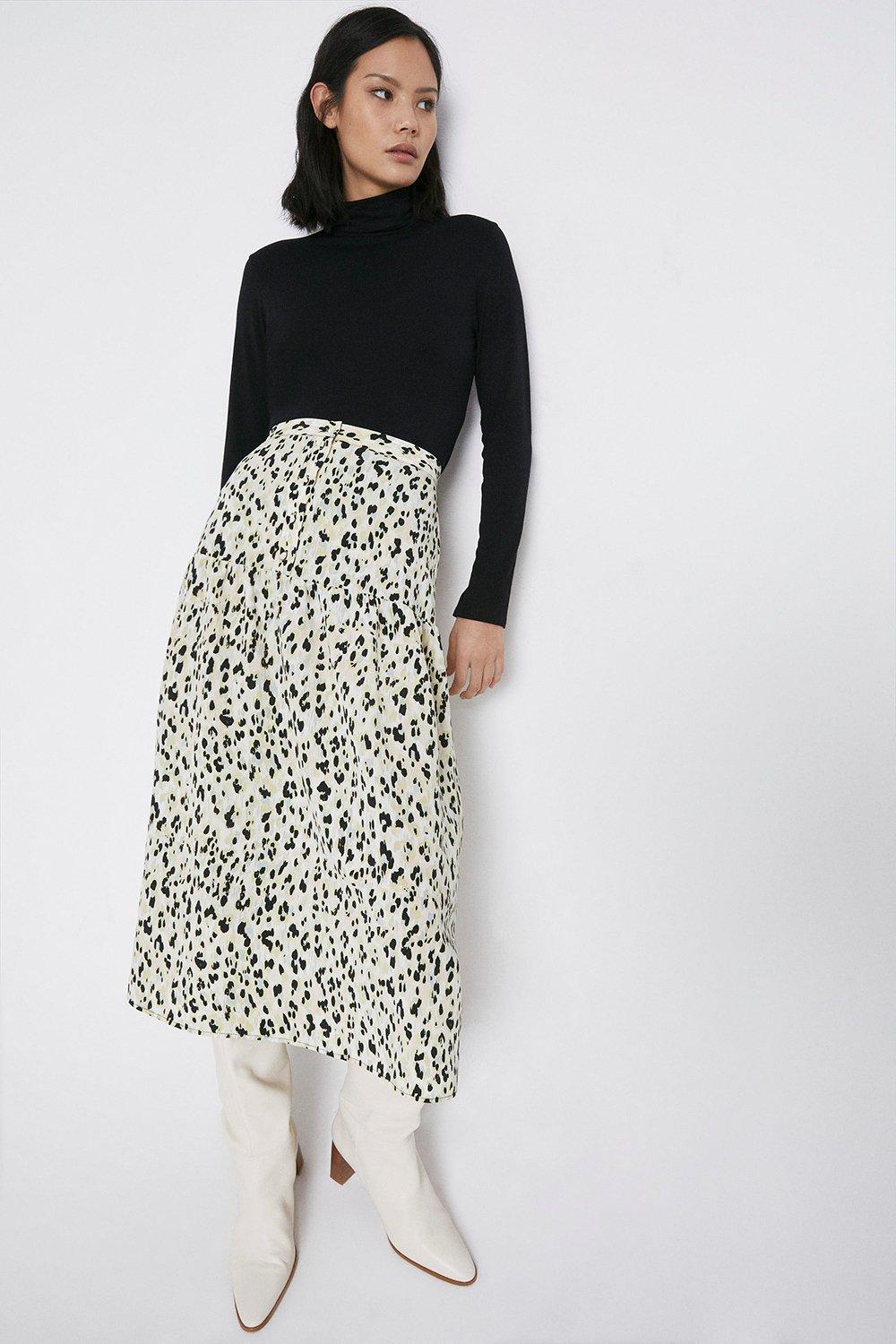 Leopard print midi skirt sale warehouse