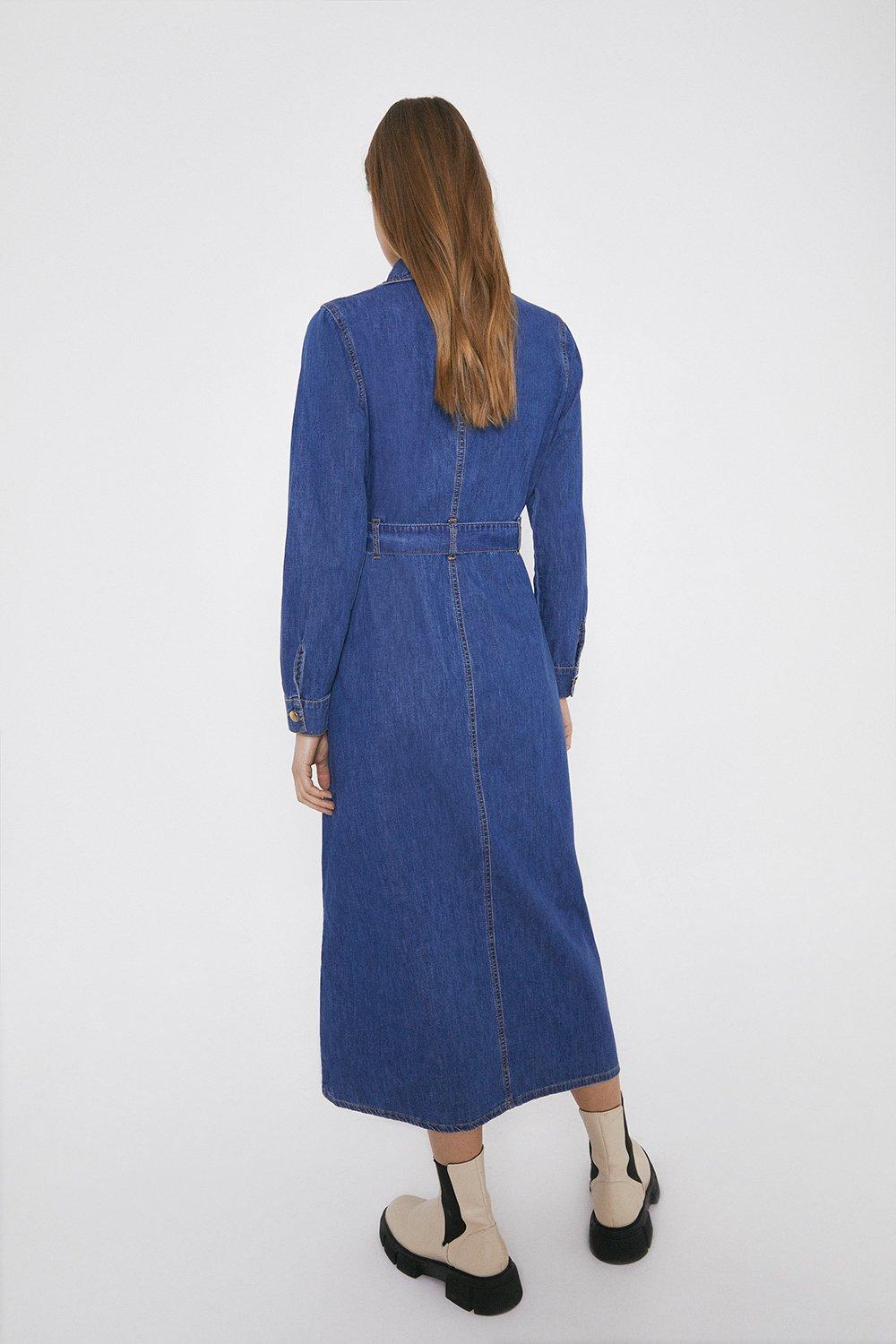 warehouse denim maxi dress