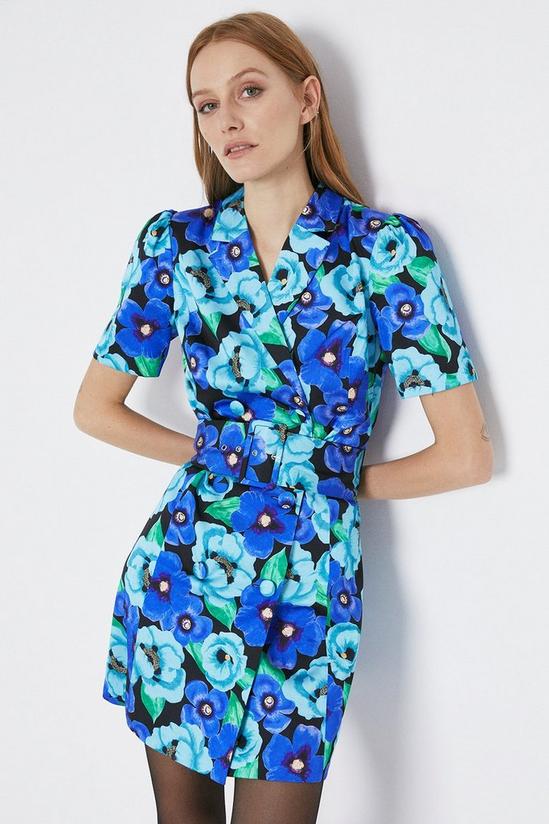 Warehouse Floral Print Double Breasted Blazer Dress 1