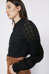 Warehouse Textured Check Tiered Sleeve Top thumbnail 2
