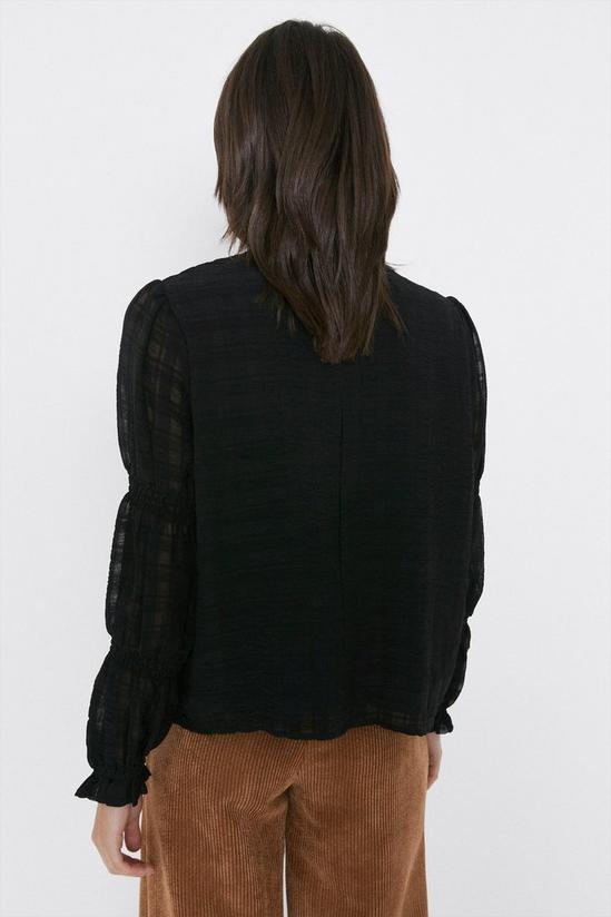 Warehouse Textured Check Tiered Sleeve Top 3