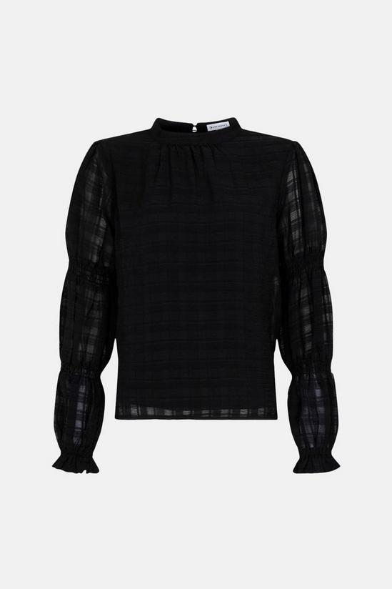 Warehouse Textured Check Tiered Sleeve Top 4