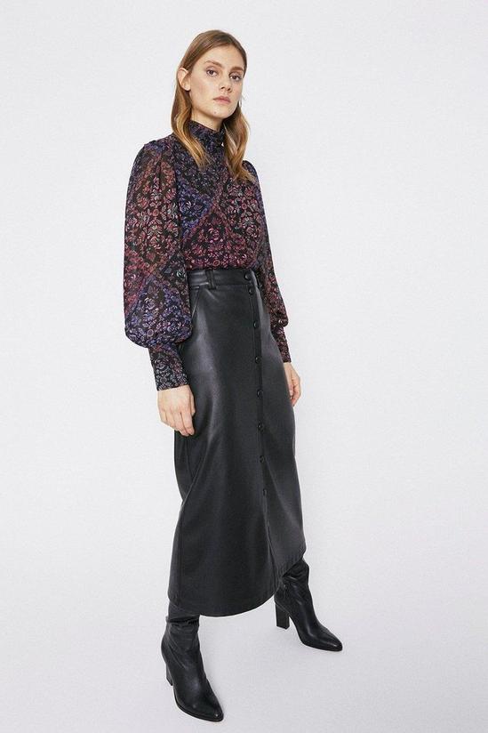 Warehouse Paisley Ruched Neck Detail Top 2