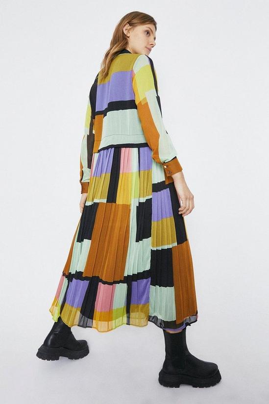 Warehouse Colourblock Pleated Midi Shirt Dress 2