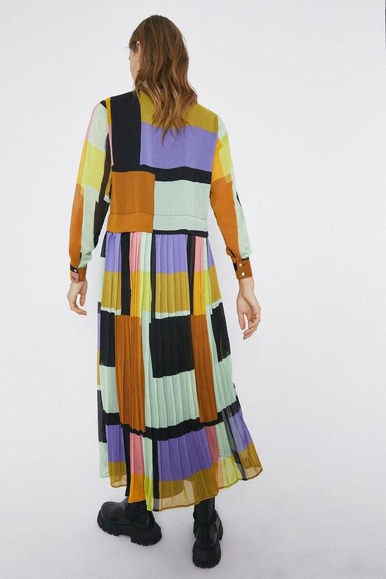 Warehouse Colourblock Pleated Midi Shirt Dress 3