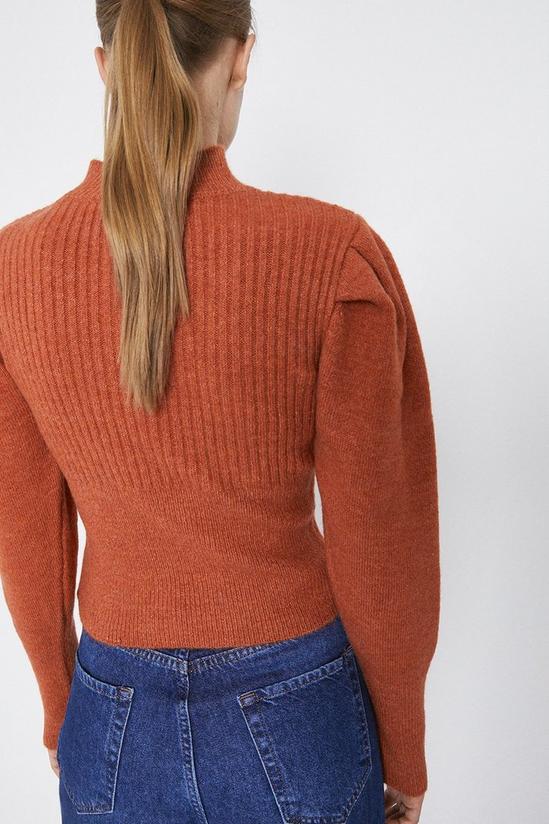 Warehouse Cut Out Puff Sleeve Cropped Jumper 3