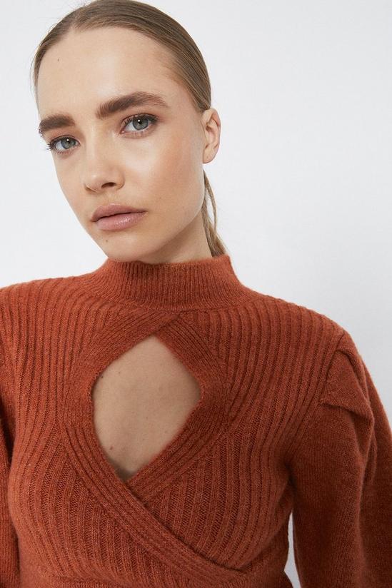 Warehouse Cut Out Puff Sleeve Cropped Jumper 4