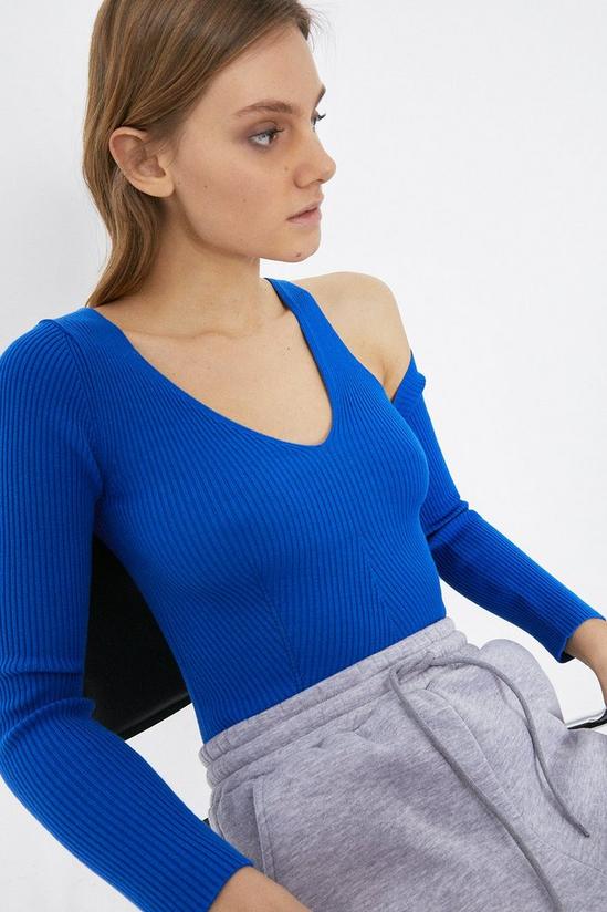 Warehouse Strappy Cut Out Ribbed Jumper 1