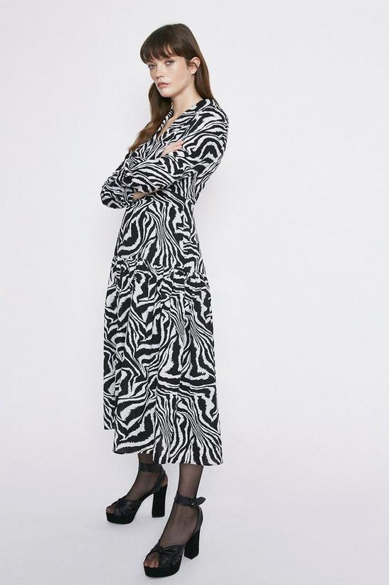 Warehouse Zebra Print Tiered Shirt Dress 1