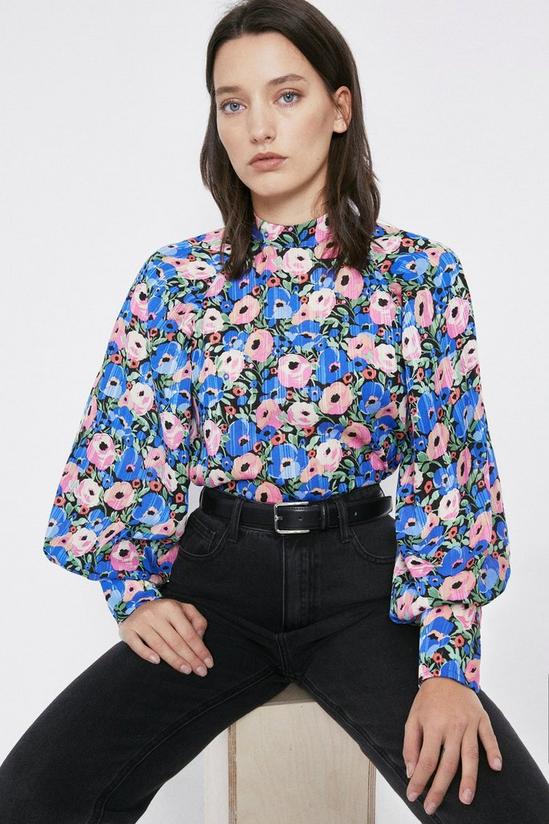 Warehouse Bold Floral Big Sleeve Top 1