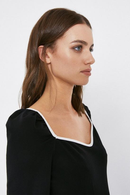 Warehouse Contrast Tipped Long Sleeve Ponte Top 2