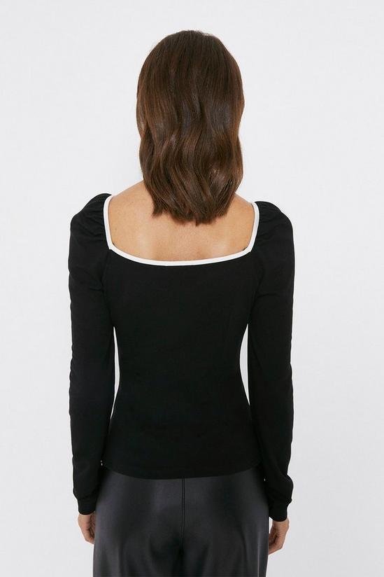 Warehouse Contrast Tipped Long Sleeve Ponte Top 3