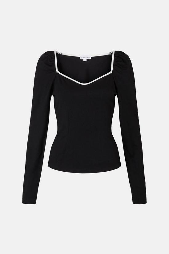 Warehouse Contrast Tipped Long Sleeve Ponte Top 4