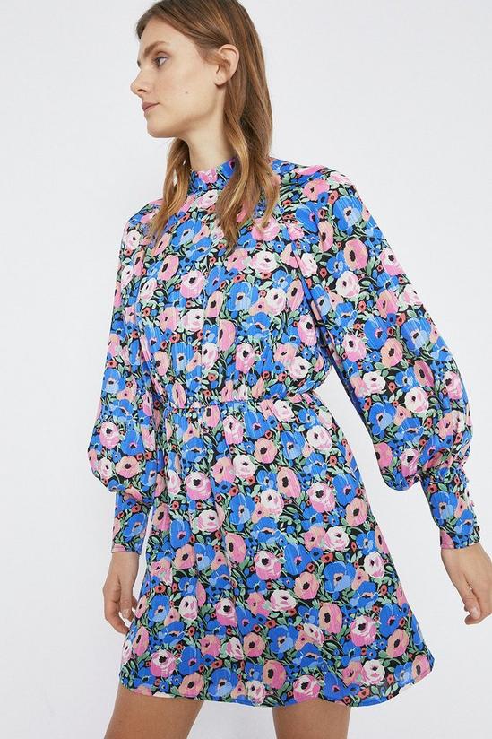 Warehouse Bold Floral Big Sleeve Mini Dress 1