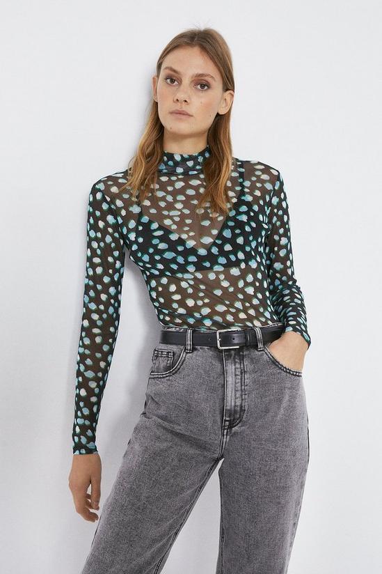 Warehouse Printed Funnel Neck Top 1
