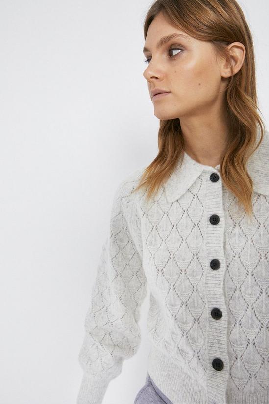 Warehouse Premium Wool Blend Collar Detail Stitchy Cardigan 2