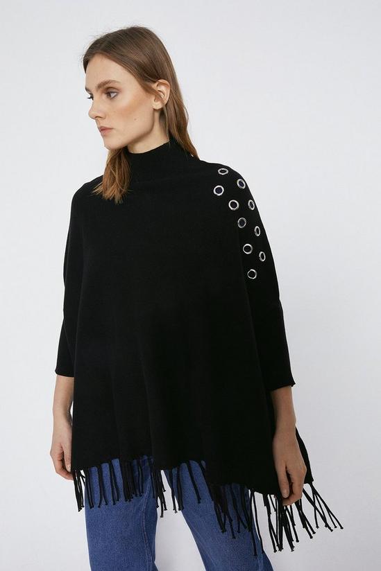 Warehouse Eyelet Detail Knitted Cape 1