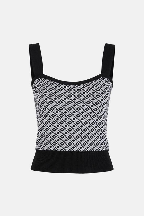 Warehouse Geo Jacquard Knitted Cropped Vest 5