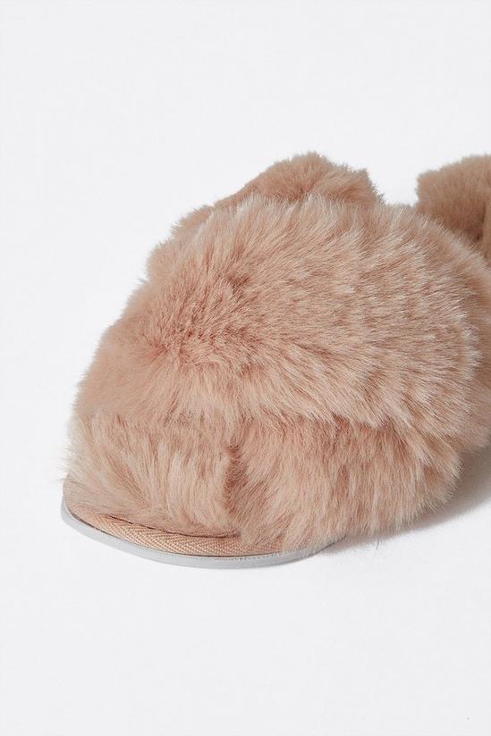 Warehouse Cross Front Furry Slippers 3