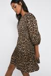 Warehouse Leopard Tiered Puff Sleeve Mini Dress thumbnail 1
