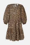 Warehouse Leopard Tiered Puff Sleeve Mini Dress thumbnail 4