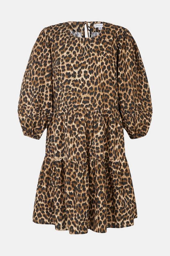 Warehouse Leopard Tiered Puff Sleeve Mini Dress 4