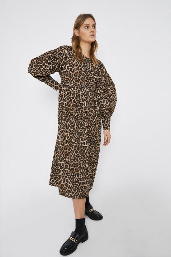 Warehouse Leopard Oversized Smock Midi Dress 1