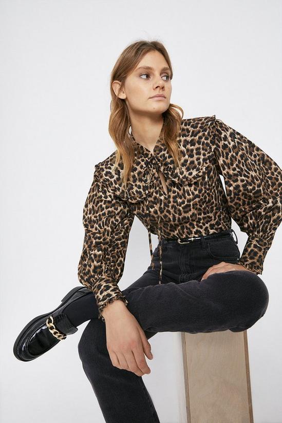 Warehouse Leopard Oversize Collar Blouse 1