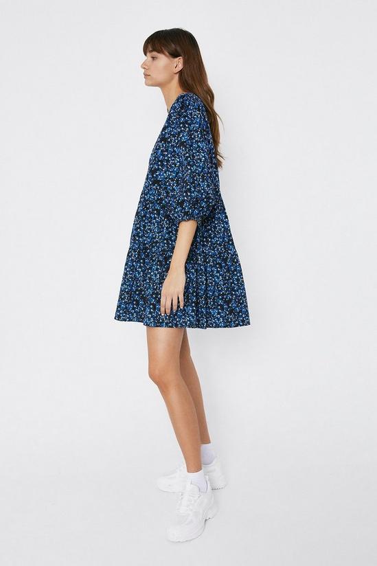 Warehouse Floral Tiered Puff Sleeve Mini Dress 2